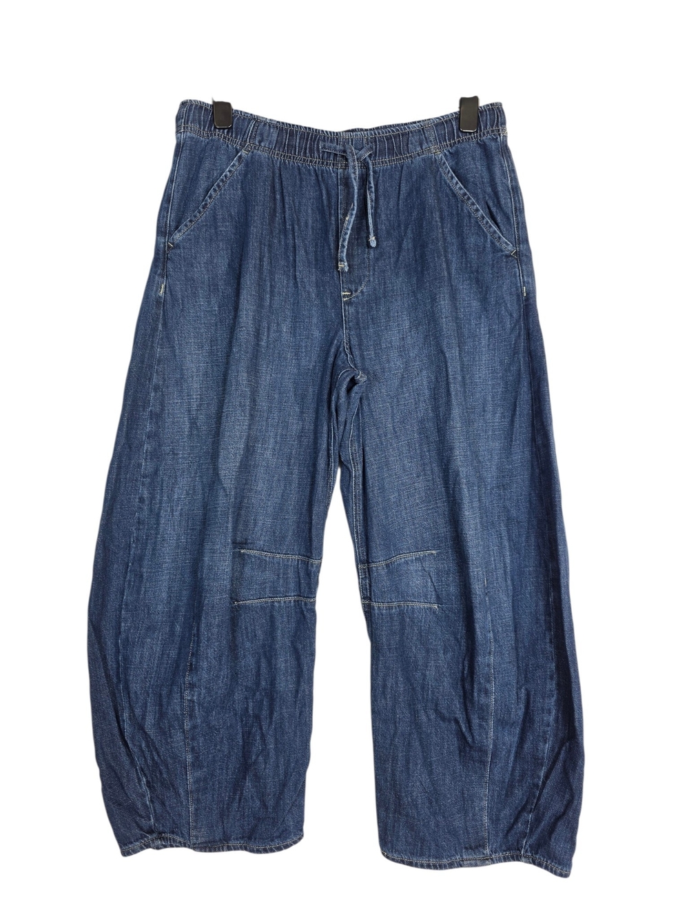 GAP Barrel-Leg Drawstring high -rise Denim Jeans - Blue